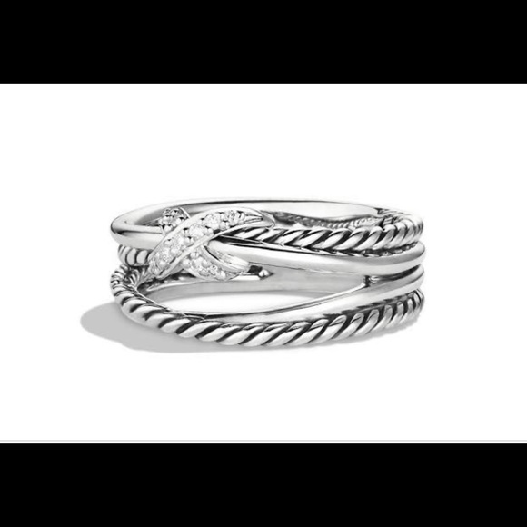 David Yurman X ring with diamonds - Picture 2 of 6